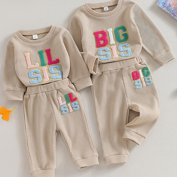 Big Sister Little Sister Matching Outfits Infant Baby Girl Jumpsuit Toddler Girl Sweatshirt Tops+Pants 2pcs Clothes Set