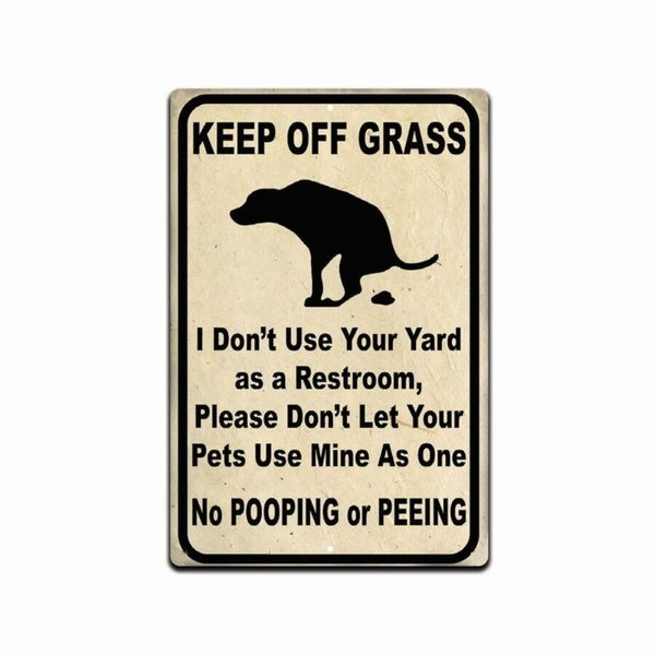 KEEP OFF GRASS Sticker Decal YARD SIGN NO DOGS POOPING OR PEEING ON LAWN Warning Decal Sticker