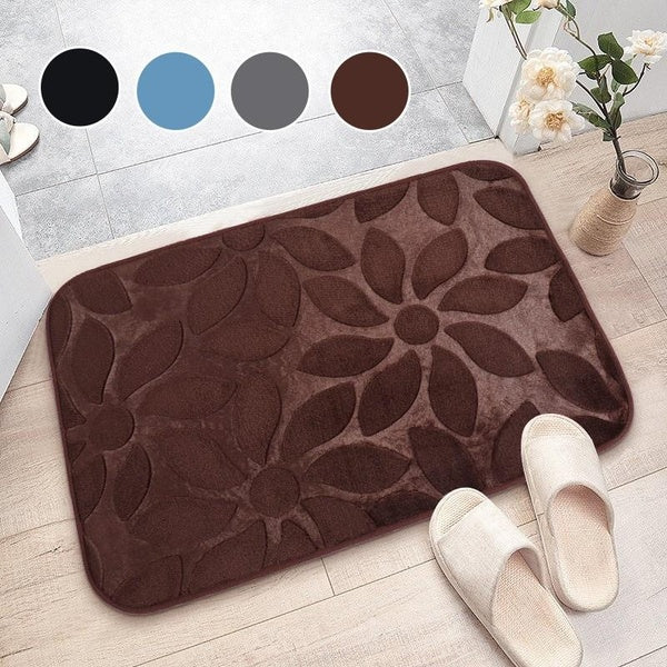 Bath Mat Sunflower Embossed Anti Slip Bathroom Rug Memory Foam Doormat Soft And Comfortable Bath Carpet Water Absorbent Bathmat Machine Washable Dry