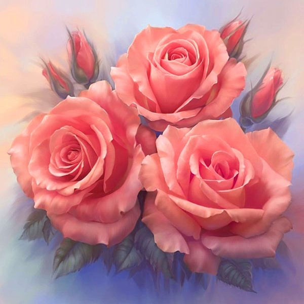 Flower Rose DIY 5D Diamond Painting Full Drill with Number Kits Home and Kitchen Fashion Crystal Rhinestone Cross Stitch Embroidery Paintings Canvas