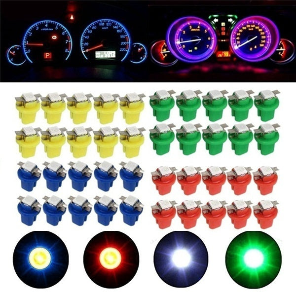 10 Pcs T5 B8.5D 5050 LED 1 SMD Indicator Car Dashboard Side Interior Light Bulbs 12V Car Interior Light Bulb Cluster Gauges Dashboard Lights