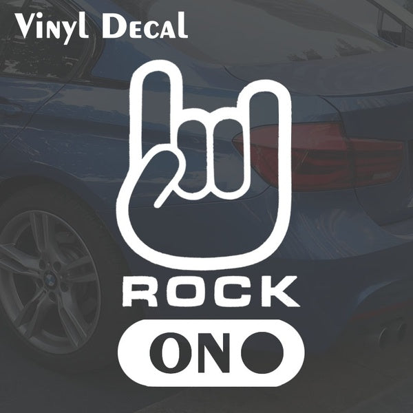 5"-6"-8"-10"-12" Rock On Auto Windows Door Body PVC Decal Car Styling Sticker Hand Sign Hard Rock Heavy Metal Music Decor Vinyl Decal Cartoon Sticker