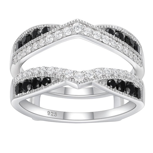 Newshe Ring Enhancer for Engagement Rings AAAAA Cz Wedding Band Bridal 925 Sterling Silver Guard and Wraps Size 5-10
