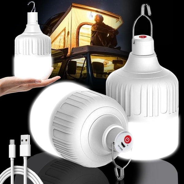 1pc Portable Camping Lantern Bulb High Power Hanging Tents Lighting Equipment Emergency LED Lamp Usb Rechargeable Outdoor Lights for Camping Hiking N