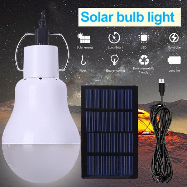 Solar Powered Lamp Portable Outdoor Led Bulb Lights Solar Energy Panel Led Lighting for Camping Tent Night Fishing Emergency Flash Lights