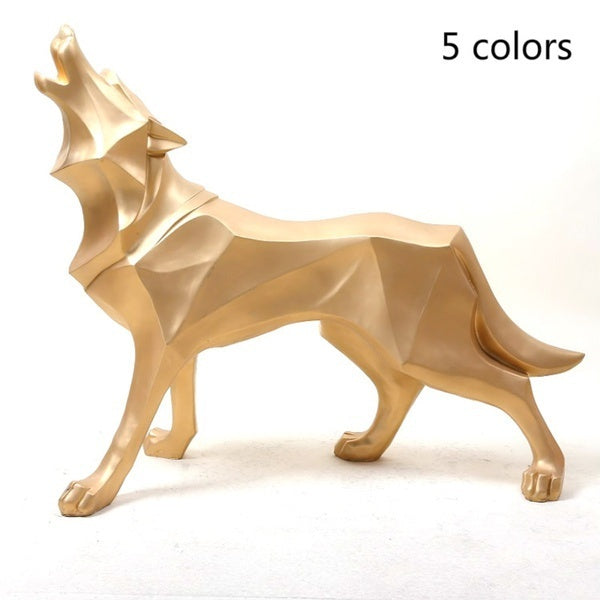 Modern Abstract Wolf Sculpture Geometric Resin Wolf Statue Wildlife Decor Gift Craft Ornament Accessories Furnishing