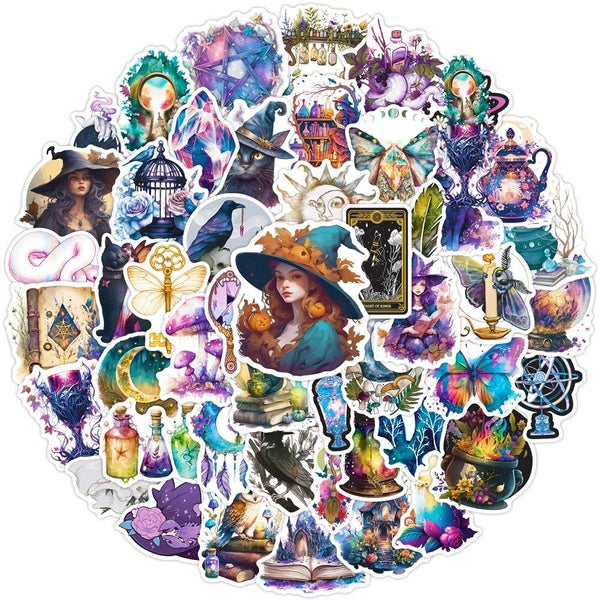 10-50Pcs Aesthetic Gothic Bohemian Style Witch Sticker Wizard Graffiti Kids Toy Skateboard Car Motorcycle Bicycle Sticker Decals
