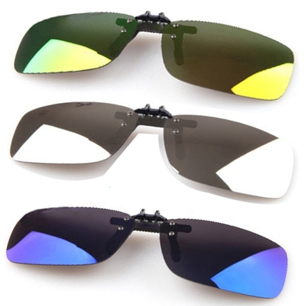 Polarized Mirrored UV400 Lens Clip-on Flip-up Sunglasses Glasses