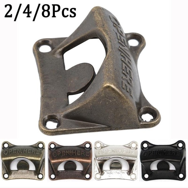 2-4-8Pcs Antique Square Bottle Opener Wall Mounted Bottle Opener Beer Wine Soda Glass Cap Bottle Opener Kitchen Accessories Bar Gifts