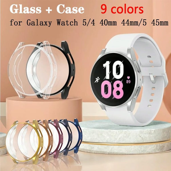 Watch protective case for Samsung Watch 5 LTE 44mm galaxy watch 5-4 40mm 44mm 5 pro 45mm All-around Screen protector cover PC Case with tempered glas