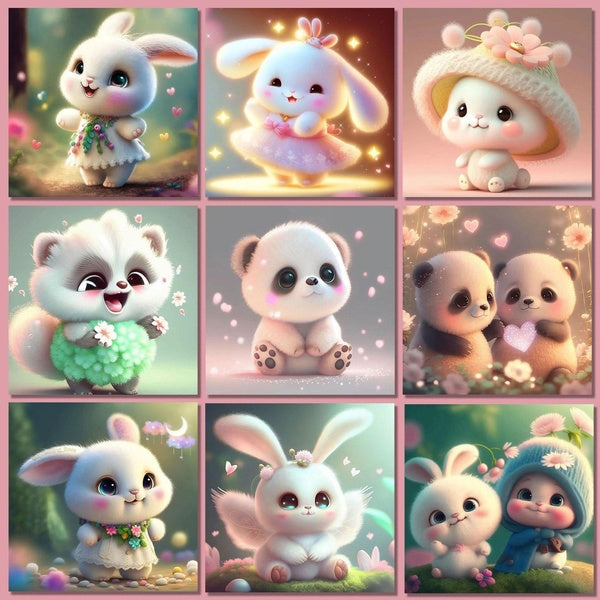 FIYO Cartoon Diamond Painting Kits For Adults DIY 5D Diamond Mosaic Diamond Painting Home and Kitchen Fashion Canvas Pictures Wall Decoration Gifts A