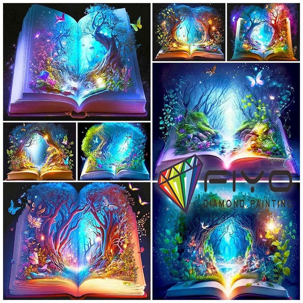 FIYO The World in the Book Diamond Painting Kits For Adults DIY 5D Diamond Mosaic Diamond Painting Home and Kitchen Fashion Canvas Pictures Wall Deco