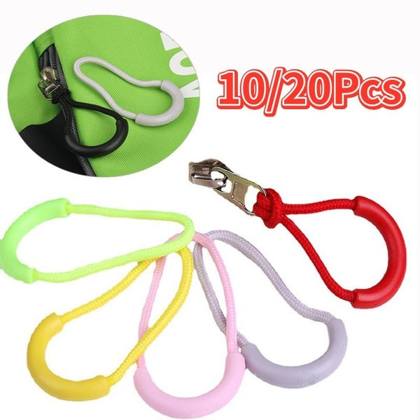 Zipper Pulls Extension Handle Cord 10-20Pcs Zipper Head Pull Puller End Fit Rope Tag Fixer Zip Cord for Garment Luggage Backpacks Accessory