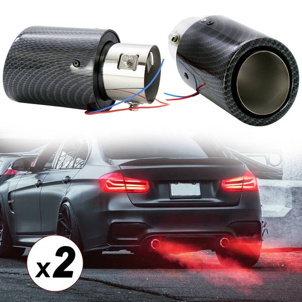 Universal Car LED Exhaust Pipe Tail Throat Tip Pipe Muffler Red Light Flaming Straight Car Modified Single Outlet