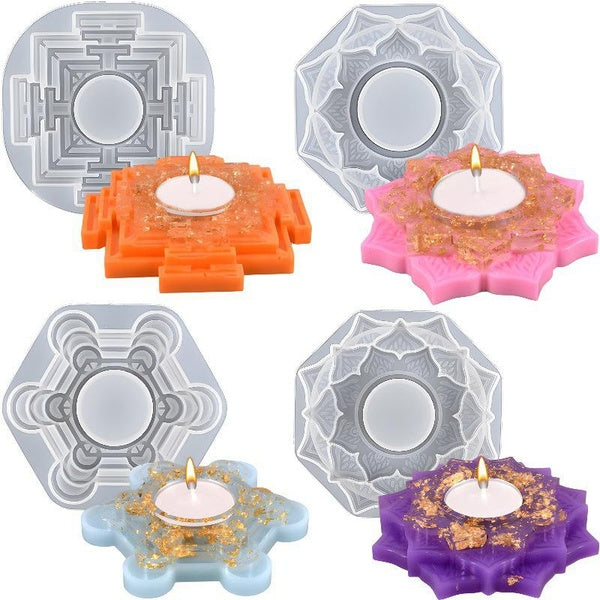 DIY Multi-Layers Candl Holder Resin Casting Molds Crystal Silicone Moulds for Epoxy Resin Handmade Home Desktop Decorations Craft Making Tools