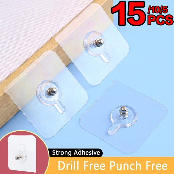 5-10-15 Pcs Punch Free Nails Hooks For Photo Frame Picture Hanger Self Adhesive Traceless Wall Hooks Photo Frame Cross-stitch Hanging Holder