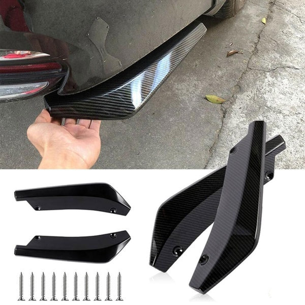 2Pcs Universal Car Rear Bumper Lip Diffuser Splitter Spoiler Scratch Protector For Audi BMW Toyota Honda KIA Hyundai Opel Mazda Ford Skoda (Color: Ca