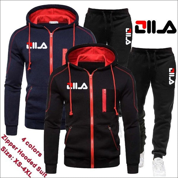 New Style Fashion Men Zipper Hoodie Set Sportwear Suit Casual Male Jacket Sweatshirt + Pants 2 Pcs Set Autumn Winter Tracksuit Suit 4 Colors Size S-4