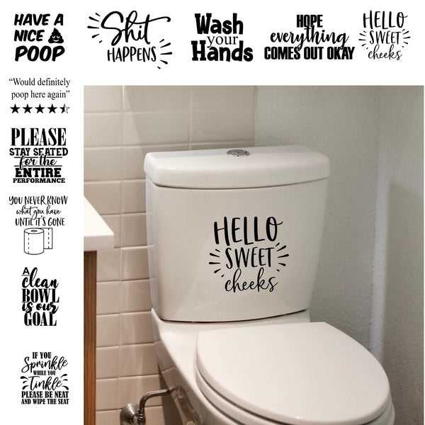 Hot Funny Toilet Stickers Bathroom Quotes Sticker Toilet Seat Wall Tile Frame Decal