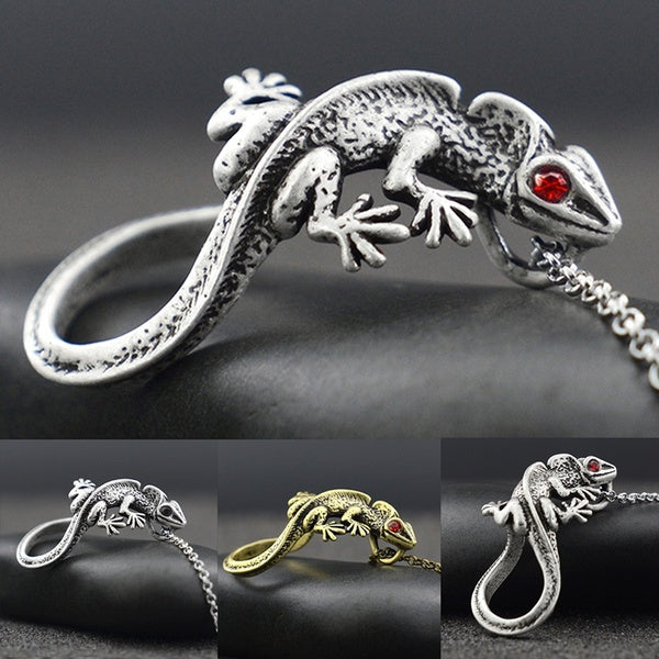 Vintage Argent Et Bronze Cristal Oeil 1 Pièce Caméléon Lézard Pendentif Colliers Pour Femmes Filles Animl Pet Charme Collier Amant Cadeau