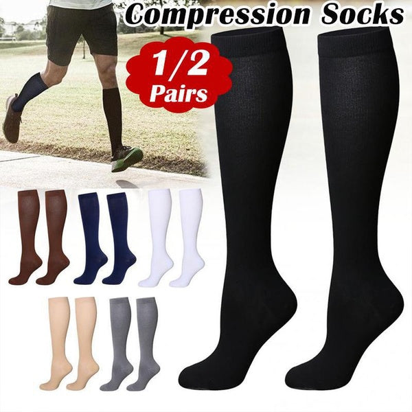 1-2Pairs S-XXL Compression Stockings Blood Circulation Promotion Compression Socks Anti-Fatigue Comfortable Solid Color Socks