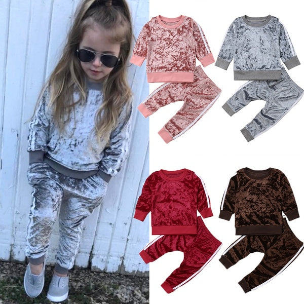 Toddler Kids Baby Girl Infant Clothes T-shirt Top Pants Outfit Sets Tracksuit Age For 1-6 Years