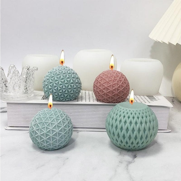 3 Styles 3D Striated Sphere Silicone Candle Mold DIY Aromatherapy Plaster Soap Clay Mould Handmade Epoxy Resin Mold Party Home Decor Gift
