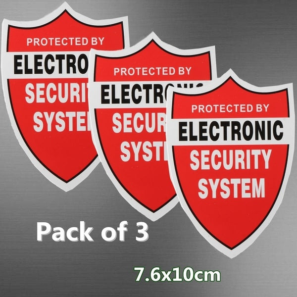 New Hot Pack Of 3 Protected By Electronic Security System Waterproof PVC Stickers Decal Home Alarm Sign