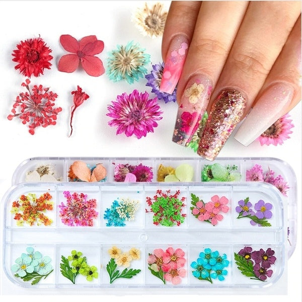 Nail Art Flowers Mix Dried Flowers Nail Art Stickers Nail Flowers Dry Flowers Nail Art Dry Flowers for Nails
