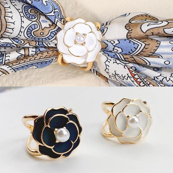 Women's Fashion Scarf Accessories, Camellia Scarves Buckle Holder Clip
