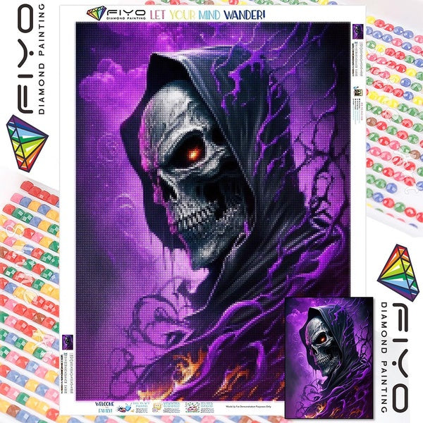 FIYO DIY 5D Demon Diamond Painting Full Drill with Number Kits Home and Kitchen Fashion Mosaic Diamond Painting Canvas Wall Decoration Gift Crafts fo