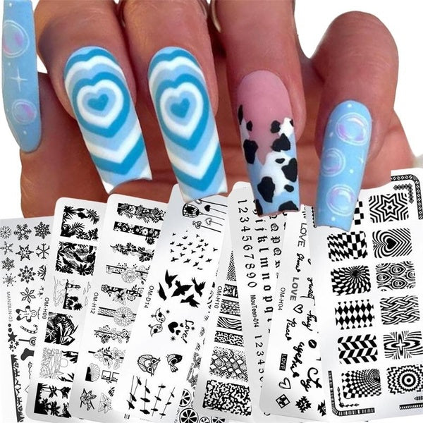 10styles Nail Stamping Plates Nail Art Printing Stencil