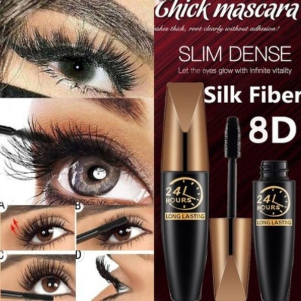 Nouveau Mascara en Fiber de soie 8D Mascara imperméable et anti-transpiration pour Extension de cils noir épais cils curling cosmétiques