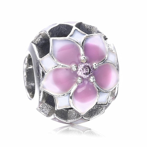 925 argent sterling 2017 printemps Magnolia Bloom ajouré bouchon perle de charme pour bracelet européen
