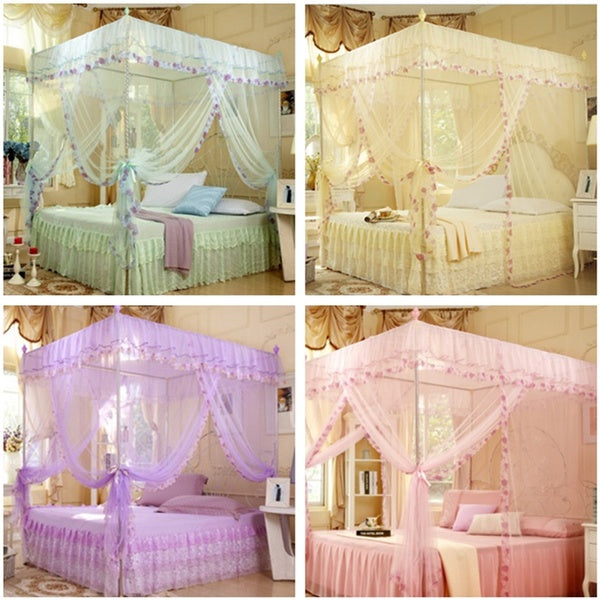 Mosquito Net for Bed - 4 Corner Canopy for Beds, Canopy Bed Curtains, Bed Canopy for Girls Kids Toddlers Crib, Bedroom Decor
