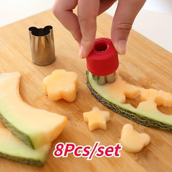 8Pcs-set Cartoon Animals Flowers Cookie Cutters Fruit Stamps Molds Baking Tools Kitchen Gadgets