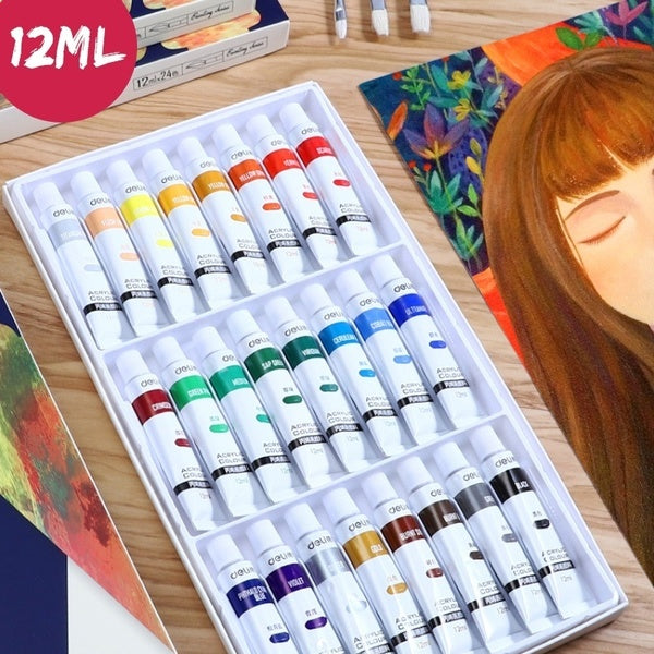 12-18-24 couleurs 12 ml grande capacité ensemble de peinture acrylique de haute qualité pour étudiants adultes peint à la main bricolage toile art bo