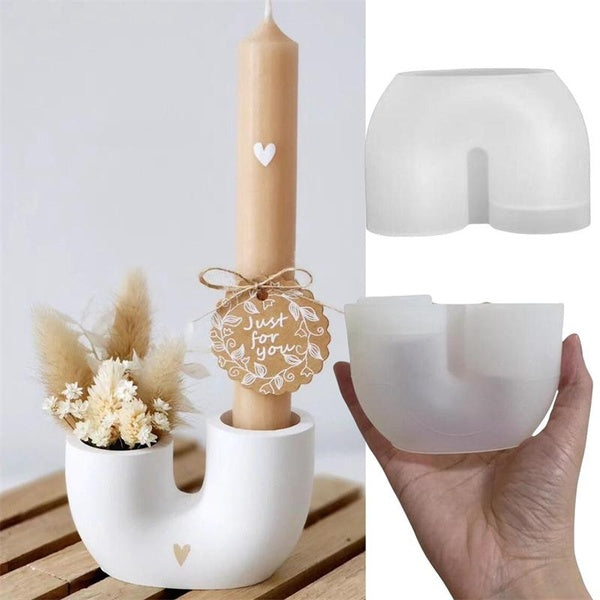 Decorative U-Shape Holders Silicone Molds for Resin Plaster Cement Concrete Craft DIY