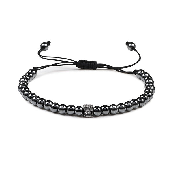 Nouvelle Mode Pave CZ Cube Réglable Hommes Bracelet À La Mode À La Main Tresse Charme 5mm Cuivre Perles Bracelet Pour Femmes Bijoux Cadeau