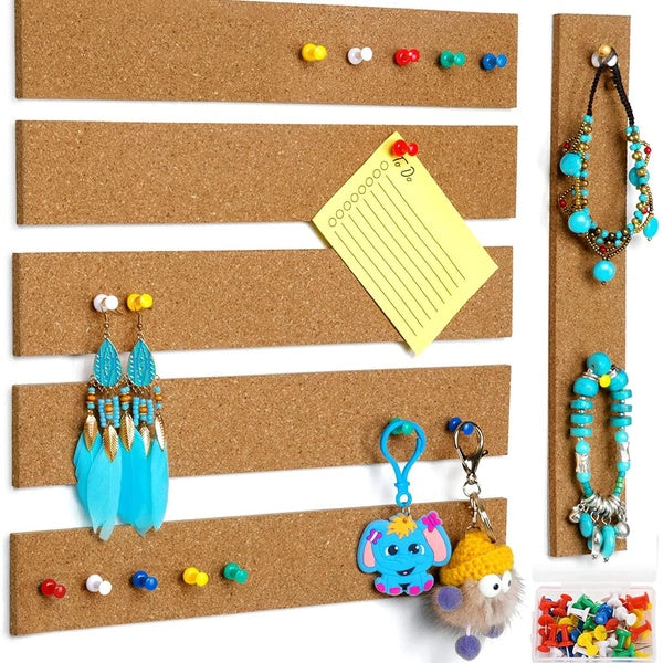 1-2-4 Pcs Cork Board Strips for Wall, Self Adhesive Cork Strips Bulletin Bar Strip for Home Classroom Office, Small Cork Board Strip with 50 Push Pin