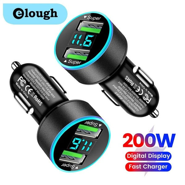 Elough Car Chargers 2 Ports Super Fast Charging For IPhone For Samsung Huawei Xiaomi Mobile Phone Car Necessary Charger