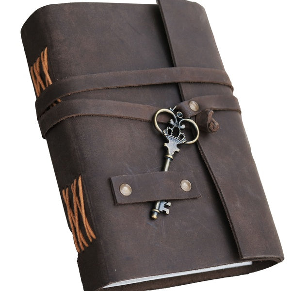 Leather Journal Writing Notebook Antique Handmade Leather Bound Daily Notepad for Men & Women Unlined Paper 7 x 5 Inches, Perfect Gift for Art Sketch
