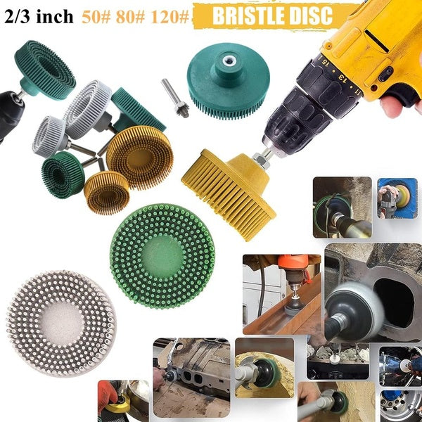 Disque à poils de 2 pouces-3 pouces grain 50 # 80 # 120 # avec attachement de tige de 1-4 pouce disque de retrait de revêtement abrasif pour métal