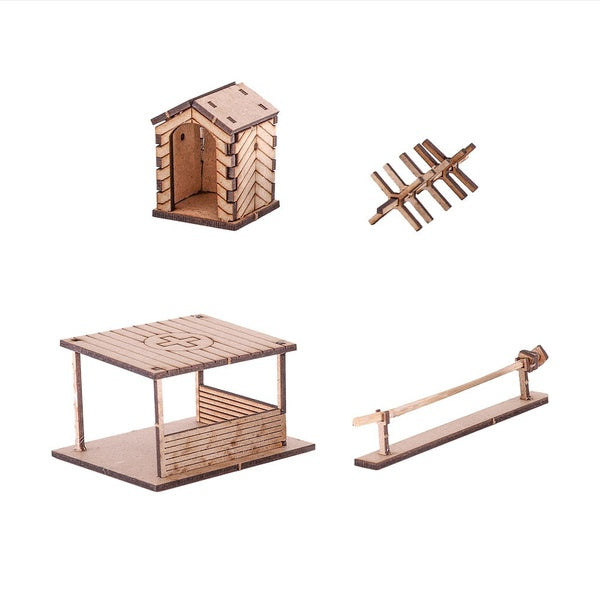 Model Assembly Wooden House 1:72 Diy War Barricade Checkpoint Command House Building Military Train Scene Handmade Accessories