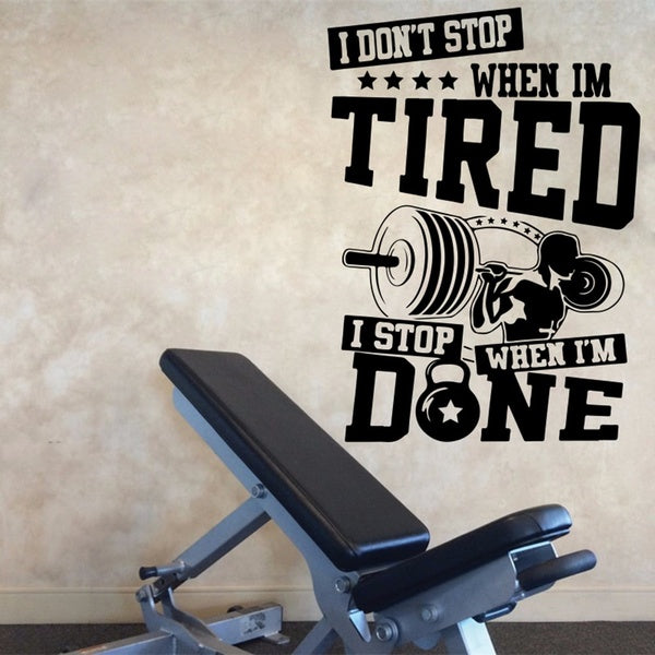 Large Fitness Bodybuilding Crossfit Quote Wall Decal Gym Workout Inspirational Dumbbell Wall Sticker Exercise Vinyl Sport Art