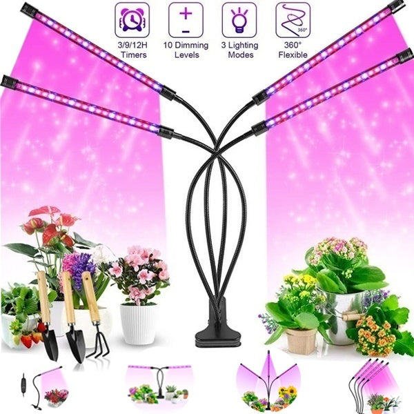 40W LED Grow Light 10 Dimmable Levels Indoor Plant Growing Lamp Red Blue Full Spectrum Timer Setting 3H-9H-12H