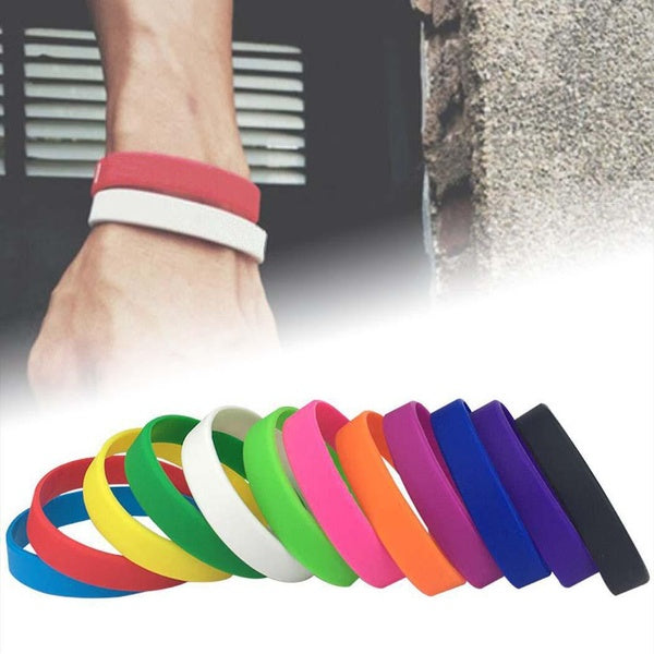 5-10Pcs Silicone Rubber Wristband For Men Women Flexible Elastic Band Cuff Bracelet Sport Fitness Casual Bangle Bracelet