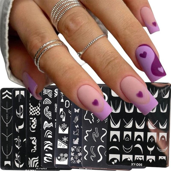 8styles Nail Stamping Plates Nail Art Printing Stencil