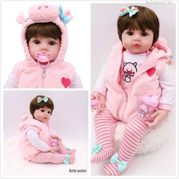19 pouces 48cm Full Body Silicone Babies Reborn Doll Silicone Reborn Dolls Adorable Réaliste Toddler Girl Dolls