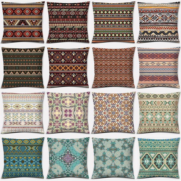Bohemia Retro Series Pillow Gift Home Office Decoration Pillow Bedroom Sofa Car Cushion Cover (45cm * 45cm)